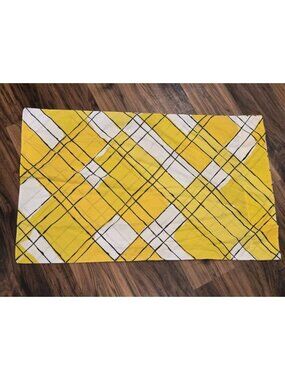VTG Vera Burlington Pillowcase Mod Yellow Abstract Geometric Plaid Percale